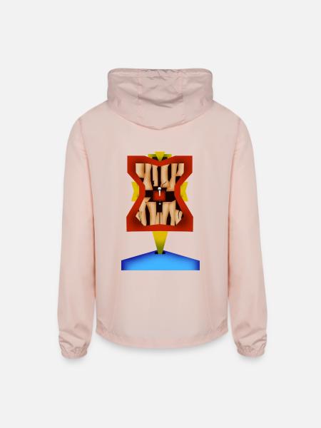 Crazy Face - Unisex Lightweight Windbreaker Jacket - blush pink  - Back