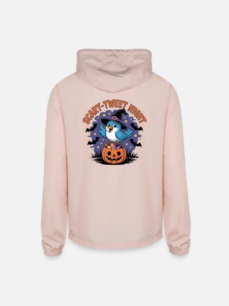 Scary-Tweet Night - Halloween - Unisex Lightweight Windbreaker Jacket - blush pink  - Back