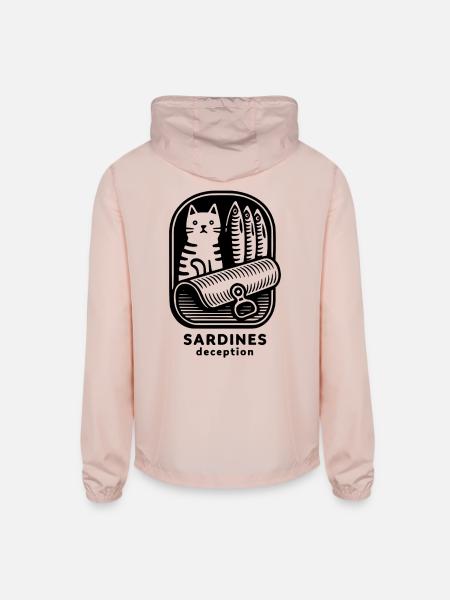 Funny Cat Sardines Deception - Unisex Lightweight Windbreaker Jacket - blush pink
