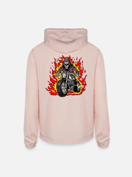 Skeleton motorcyclist - Unisex Lightweight Windbreaker Jacket - blush pink 