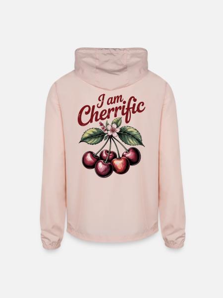 I Am Cherrific Cherry Boho Delight - Unisex Lightweight Windbreaker Jacket - blush pink  - Back