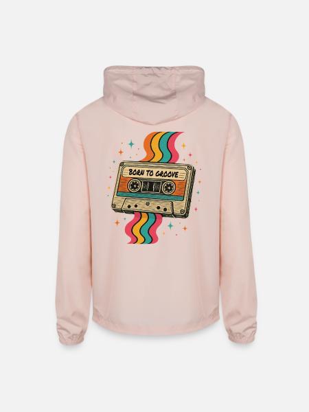 Vintage Boho Cassette Tape Design - Unisex Lightweight Windbreaker Jacket - blush pink 