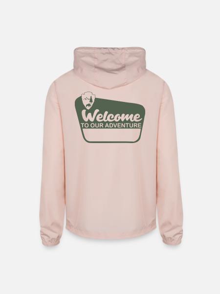 Nature-Inspired Wilderness Trek Design - Unisex Lightweight Windbreaker Jacket - blush pink  - Back