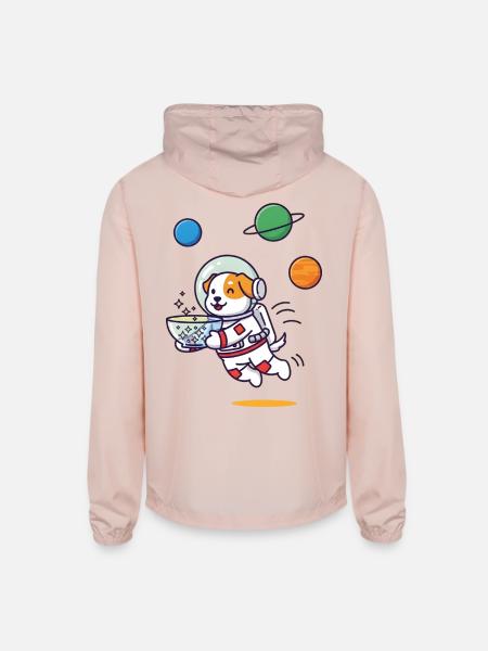 Cute Dog Astronaut - Unisex Lightweight Windbreaker Jacket - blush pink 