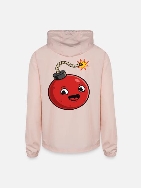 Playful Cartoon Bomb Design - Unisex Lightweight Windbreaker Jacket - blush pink 