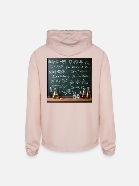 Science Chalkboard Mathematical Design - Unisex Lightweight Windbreaker Jacket - blush pink  - Back