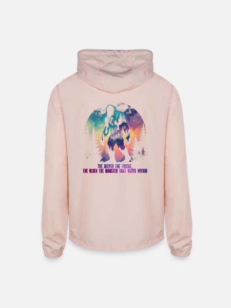 Bigfoot Creature Mythological Creatures - Unisex Lightweight Windbreaker Jacket - blush pink