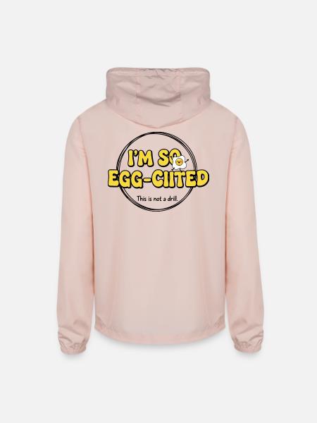 Funny Egg-Themed Graphic  - Unisex Lightweight Windbreaker Jacket - blush pink  - Back