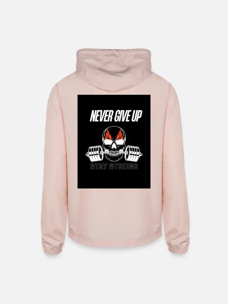 Never Give Up Skull Fitness - Unisex Lightweight Windbreaker Jacket - blush pink