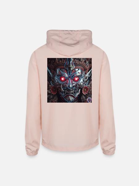 Cyberpunk Demon Mask – Chrome Tech Art - Unisex Lightweight Windbreaker Jacket - blush pink 