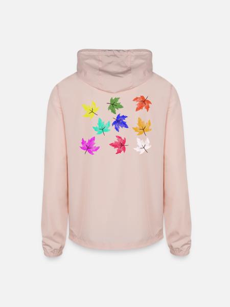 Prismatic Autumn Maple Leaves - Unisex Lightweight Windbreaker Jacket - blush pink