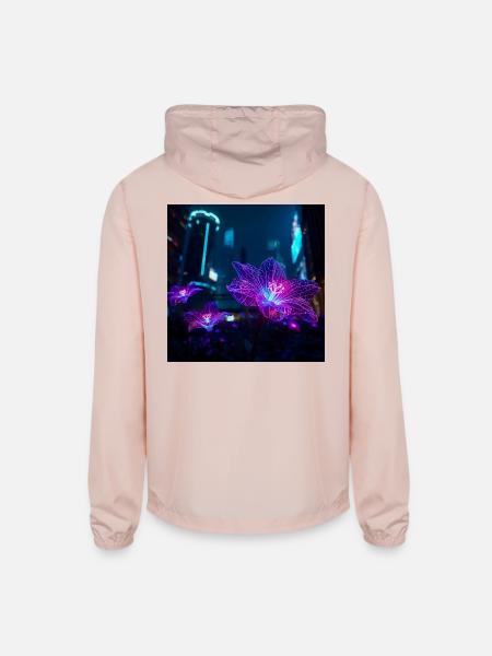 Neon Veins - Unisex Lightweight Windbreaker Jacket - blush pink  - Back