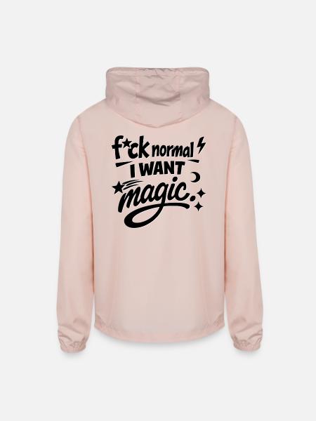 Fuck Normal I Want Magic - Unisex Lightweight Windbreaker Jacket - blush pink  - Back