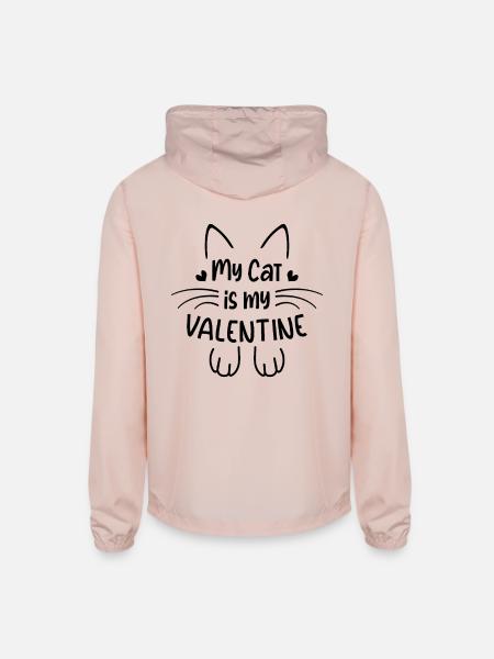 My Cat is My Valentines - Unisex Lightweight Windbreaker Jacket - blush pink