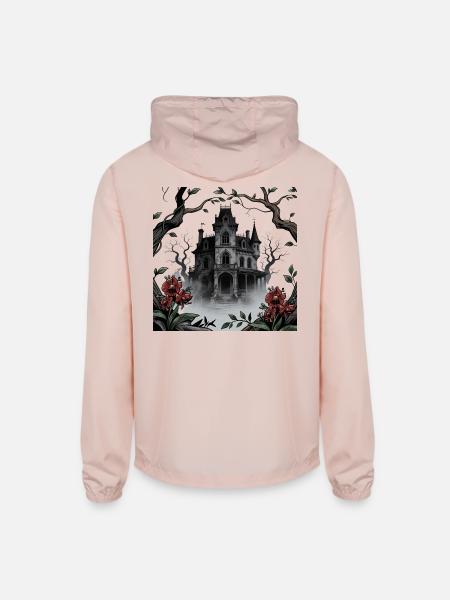 Gothic Manor in Mist - Unisex Lightweight Windbreaker Jacket - blush pink