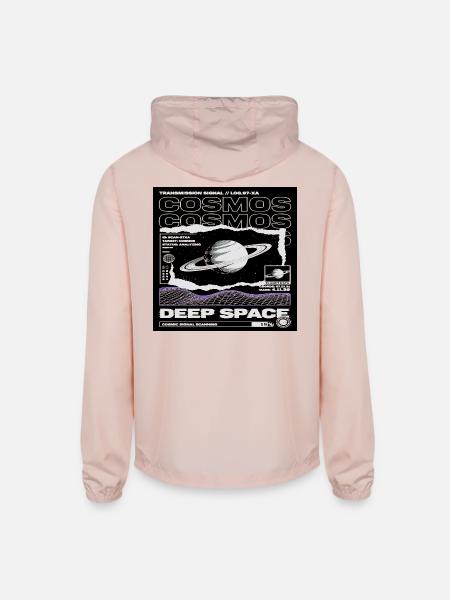 Deep Space Cosmic Scan - Unisex Lightweight Windbreaker Jacket - blush pink  - Back