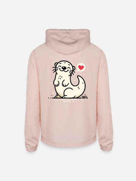Lovable Otter Heart Chat - Unisex Lightweight Windbreaker Jacket - blush pink