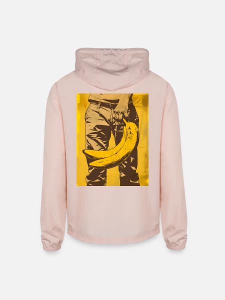 Banana Pop Art Silhouette - Unisex Lightweight Windbreaker Jacket - blush pink