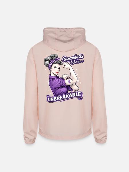 Sarcoidosis Warrior Unbreakable - Unisex Lightweight Windbreaker Jacket - blush pink