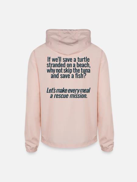 Let's Make Every Meal a Rescue Mission - Unisex Lightweight Windbreaker Jacket - blush pink  - Back