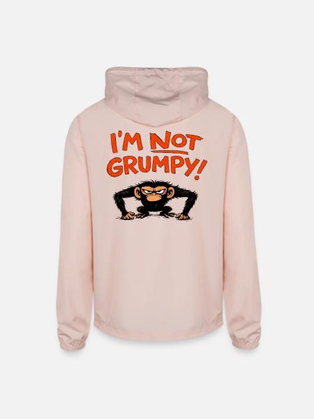 I'm Not Grumpy Monkey - Unisex Lightweight Windbreaker Jacket - blush pink