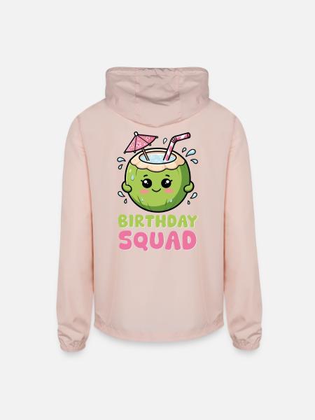 Birthday Coconut Squad - Unisex Lightweight Windbreaker Jacket - blush pink 