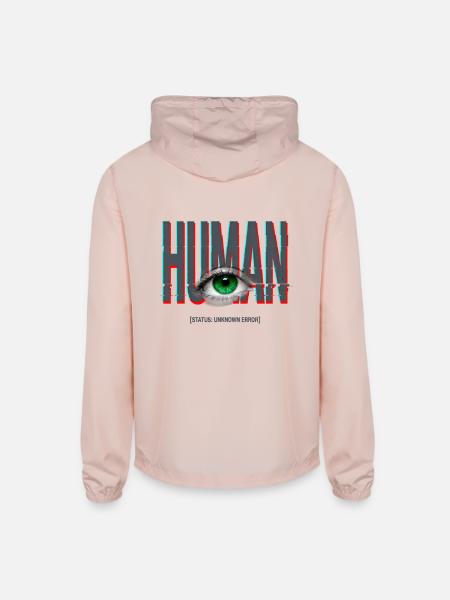 Human Glitch Eye - Unisex Lightweight Windbreaker Jacket - blush pink