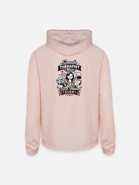 Speech Therapist Mom Best Mom Ever Mothers Day  - Unisex Lightweight Windbreaker Jacket - blush pink  - Back
