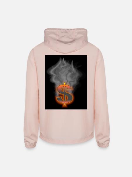 Dollar_mit_Rauch - Unisex Lightweight Windbreaker Jacket - blush pink  - Back