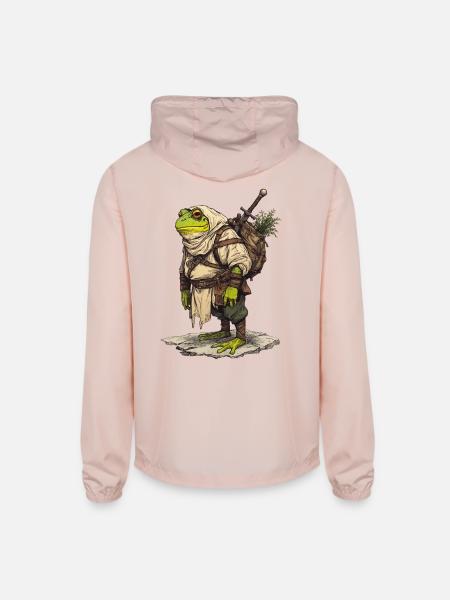 Frog Ranger of the Forest - Unisex Lightweight Windbreaker Jacket - blush pink  - Back