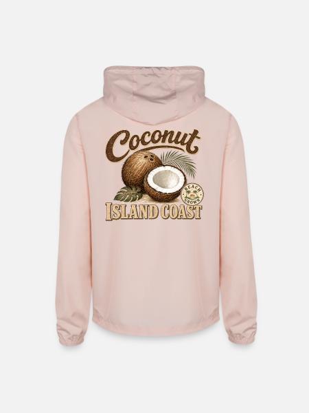 Coconut Island Coast Design - Unisex Lightweight Windbreaker Jacket - blush pink