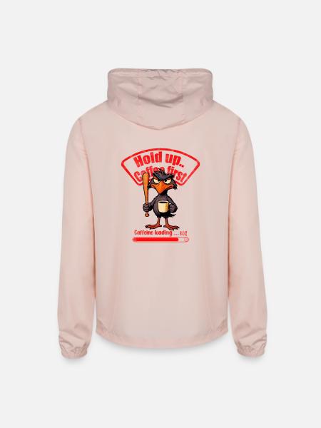 Caffeinated Crow Loading Graphic - Unisex Lightweight Windbreaker Jacket - blush pink
