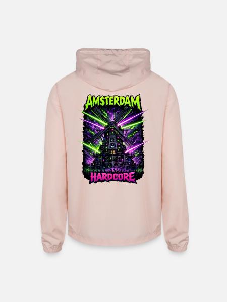 Amsterdam Hardcore Windmill - Unisex Lightweight Windbreaker Jacket - blush pink  - Back