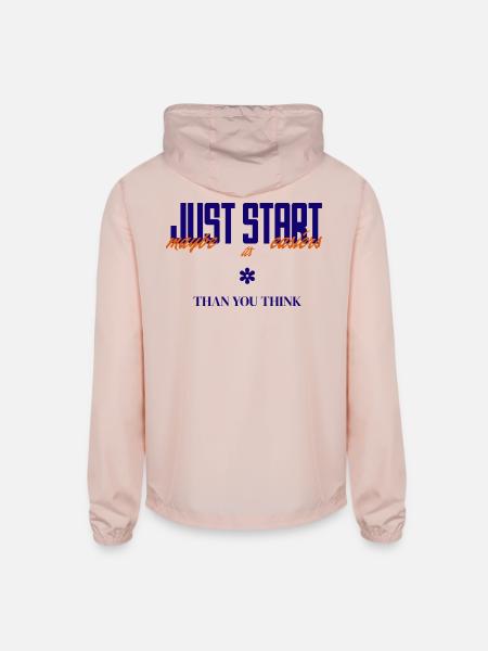 Just Start: Maybe It’s More Than You Think - Unisex Lightweight Windbreaker Jacket - blush pink  - Back