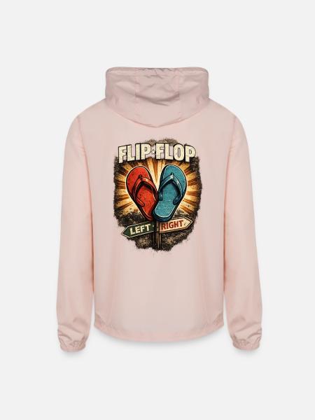 Left Right Retro Satire Graphic Tee - Unisex Lightweight Windbreaker Jacket - blush pink  - Back