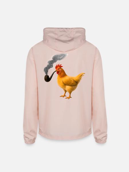 Smoking Chicken - Unisex Lightweight Windbreaker Jacket - blush pink  - Back