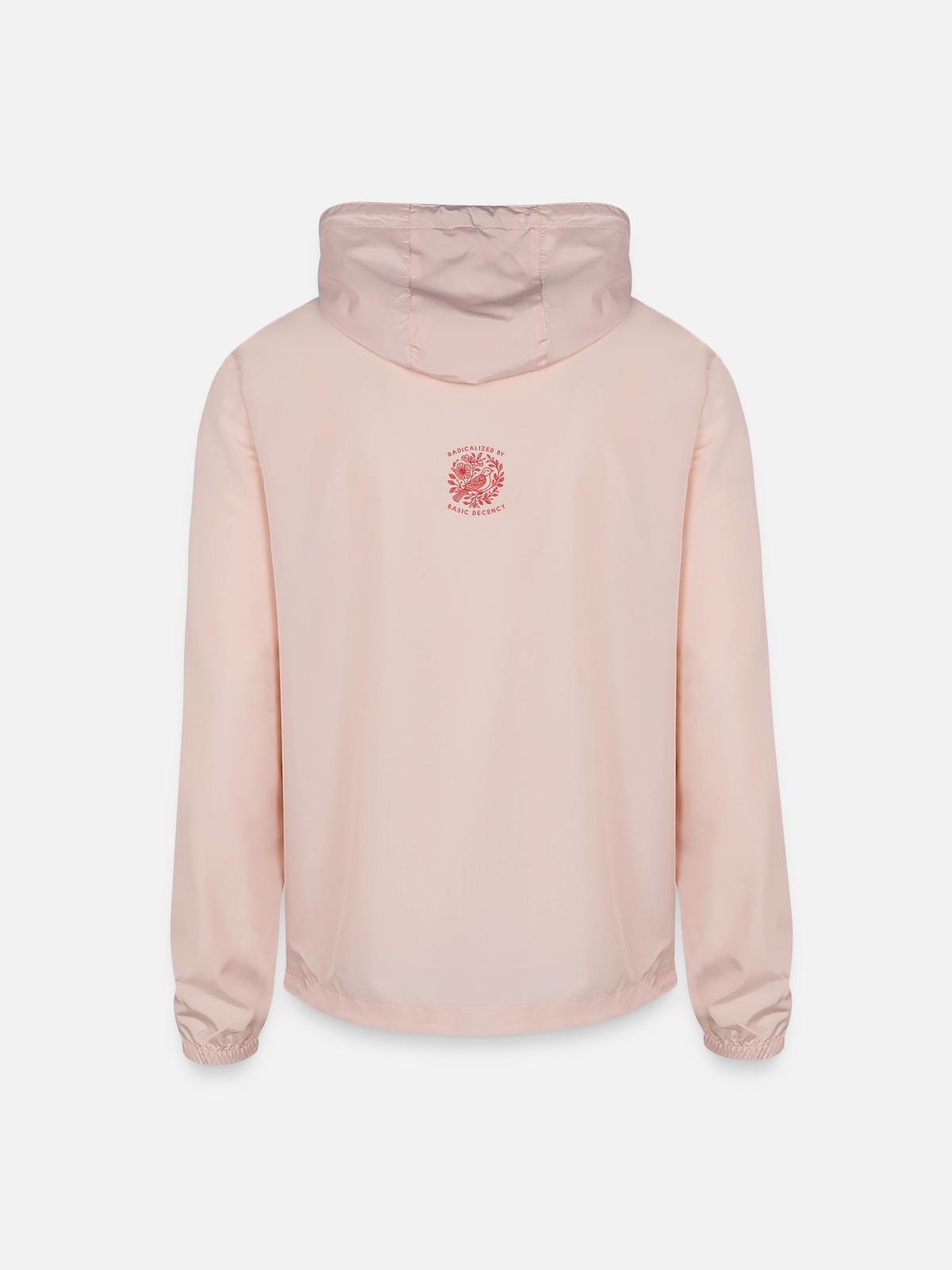 Radicalized-by-basic-decency - Unisex Lightweight Windbreaker Jacket - blush pink - Back