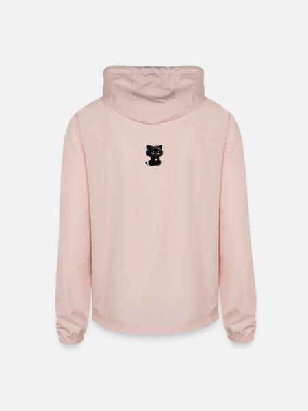 Black Kitty Glasses Heart Pendant - Unisex Lightweight Windbreaker Jacket - blush pink