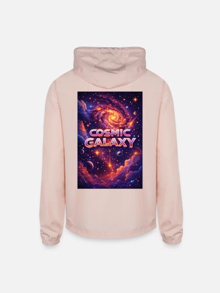 Cosmic Galaxy Themed Tops for Winter - Unisex Lightweight Windbreaker Jacket - blush pink  - Back