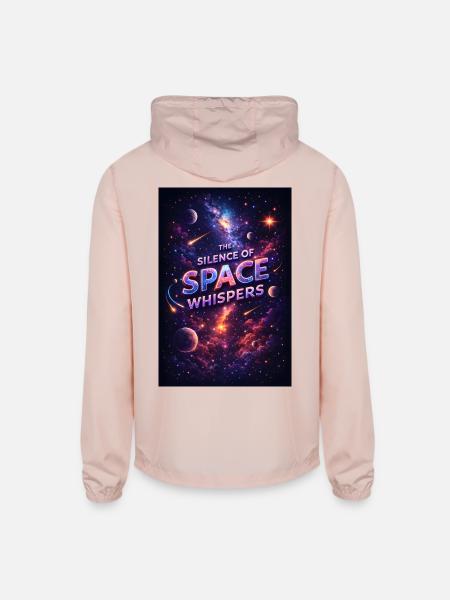 Cosmic Galaxy Themed Tops for Winter - Unisex Lightweight Windbreaker Jacket - blush pink  - Back