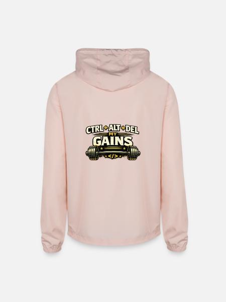 Ctrl Alt Del My Gains - Unisex Lightweight Windbreaker Jacket - blush pink 