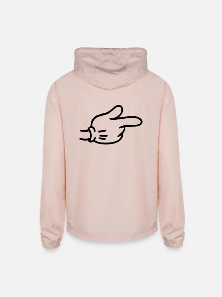 Pointing Hand - Unisex Lightweight Windbreaker Jacket - blush pink  - Back