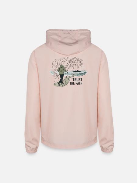 Trail Through the Cosmic Storm - Unisex Lightweight Windbreaker Jacket - blush pink  - Back