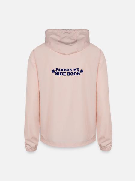 Pardon my side boob - Unisex Lightweight Windbreaker Jacket - blush pink  - Back