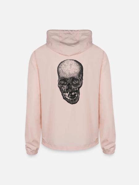 Gothic Skull Lace Portrait - Unisex Lightweight Windbreaker Jacket - blush pink