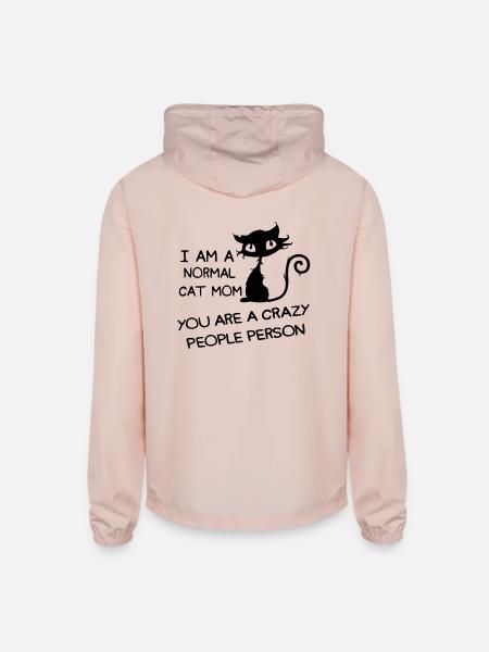 I am a normal cat mom - Unisex Lightweight Windbreaker Jacket - blush pink  - Back