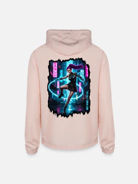 Cyberpunk Aesthetic — Phantom Protocol - Unisex Lightweight Windbreaker Jacket - blush pink