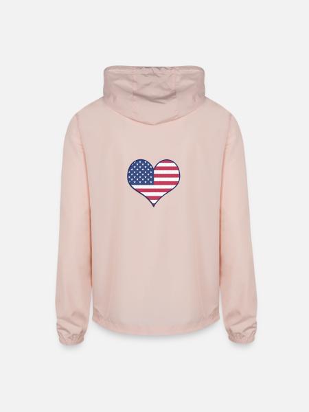 America Heart present - Unisex Lightweight Windbreaker Jacket - blush pink  - Back