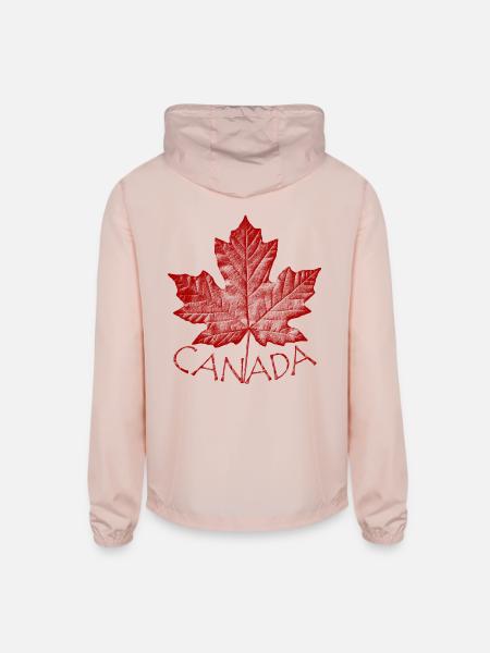 Canada Souvenirs Vintage Maple Leaf Gifts - Unisex Lightweight Windbreaker Jacket - blush pink  - Back