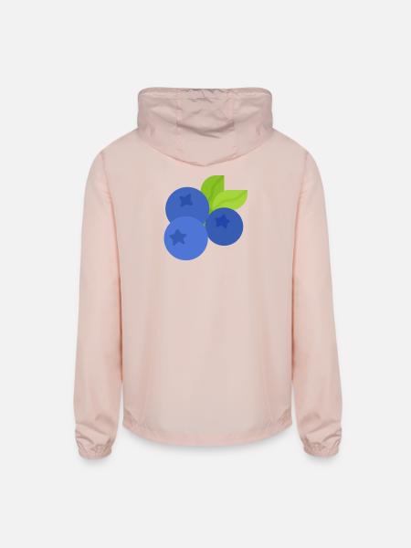 Fresh Blueberry Botanical Illustration - Unisex Lightweight Windbreaker Jacket - blush pink